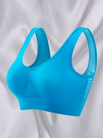 1 件大码女式透气网眼系带无钢圈文胸