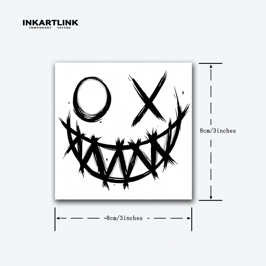 INKARTLINK 1pc 8*8cm Smiling Face Herbal Juice Temporary Tattoo, Magic