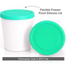 Premium Ice Cream Containers (2 Packs ) Perfect Freezer Storage Tubs With Lids For Ice Cream, Sorbet And Gelato! - Green - Green - View 4