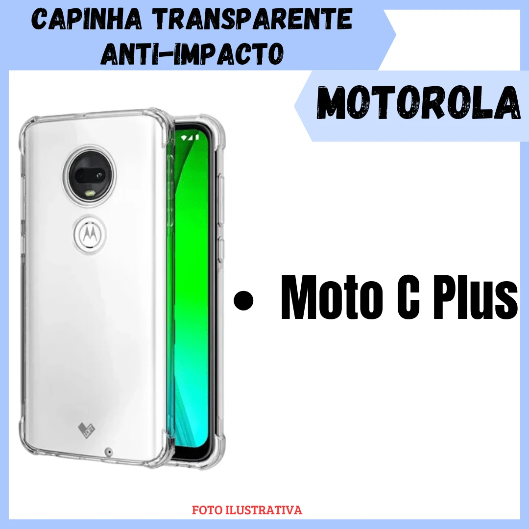 Capa Transparente Anti Impacto Para Moto C Plus / Capinha Simples Silicone (CF09) - Transparente - Visão 1