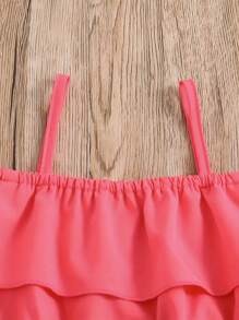Conjunto de blusa de hombro frío para niña con ribete de volantes y pantalones cortos con estampado de girasoles, trajes de verano para niños