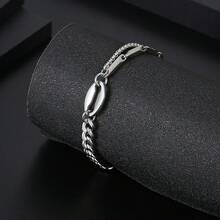 1 chiếc vòng tay kiểu Cuban Link nhiều lớp tối giản, chất liệu thép không gỉ mạ bạc, phù hợp cho cả nam và nữ, phong cách đường phố. - Bạc - Xem 4