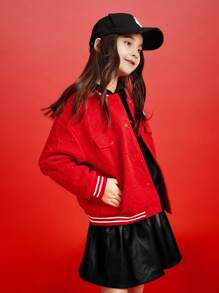Annil Kids Coats Spring And Autumn Fashionable Baseball Uniforms Tween Girls Jackets Red