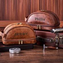 Personalized Toiletry Bag For Men, Customized Leather Travel Toiletries Bag Large Capacity, Makeup Bag ,Customized Groomsmen Dopp Kit Shaving Bag, Father Day Gift, Birthday, Husband, Grandpa, Christmas Wash Bag For Bathroom College Dorm Portable Multifunctional Student - Brown - View 2