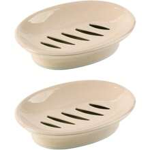 2 包肥皂盒带沥水皂架易清洁皂盒防干皂托盘适用于浴室浴室厨房