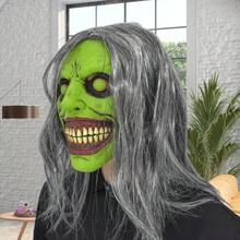 万圣节成人面具、恐怖老巫婆面具、化妆舞会恐怖面具、微笑恶魔恐怖脸角色扮演万圣节头饰、狂欢节鬼屋道具、长发鬼服装配饰 - 彩色 - 查看 2