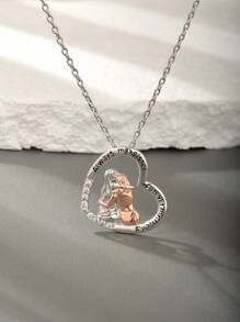 1 pieza Collar con colgante en forma de corazón de plata 925 decorado con la frase "siempre mi hermana, por siempre mi amiga", un regalo festivo y de uso diario ideal para mujeres en San Valentín