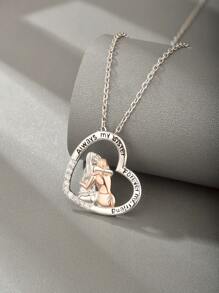 1 pieza Collar con colgante en forma de corazón de plata 925 decorado con la frase "siempre mi hermana, por siempre mi amiga", un regalo festivo y de uso diario ideal para mujeres en San Valentín