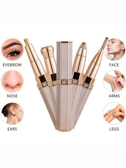USB Rechargeable 4-In-1 Electric Shaver For Women: Face, Body, Eyebrow & Bikini Trimmer, Gentle & Efficient Grooming Kit