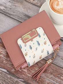 Carteira curta com borla, porta-moedas, porta-cartões, carteira feminina, bolsa, carteira pequena