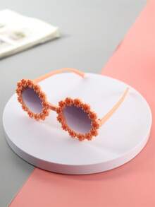 3 piezas Lentes de moda con forma de flores redondeadas para niños con montura para verano, adecuados para uso diario - niño - Ver 6