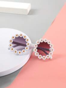 3 piezas Lentes de moda con forma de flores redondeadas para niños con montura para verano, adecuados para uso diario - niño - Ver 3