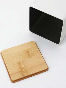 1pc Creative Bamboo Lid Iron Art White Tea Canister For Snack/Coffee/Candy Storage & Display, Simple Design
