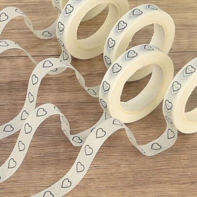 1roll Heart Theme Washi Tape For Scrapbooking And Journaling Back To School