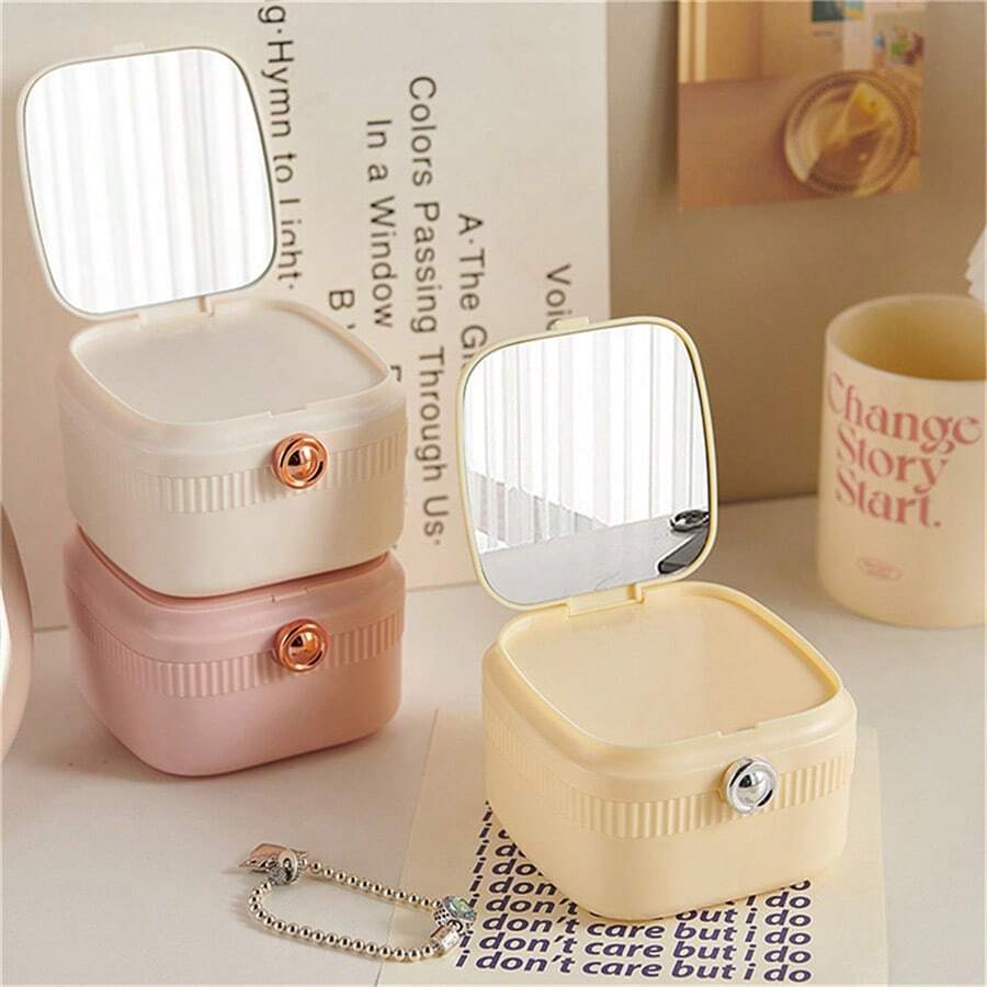 1pc Portable Multi-Layer Jewelry Box, Travel Jewelry Storage Box, Dustproof And Moisture-Proof Portable Jewelry Compartment Storage Box - Multicolor - View 1