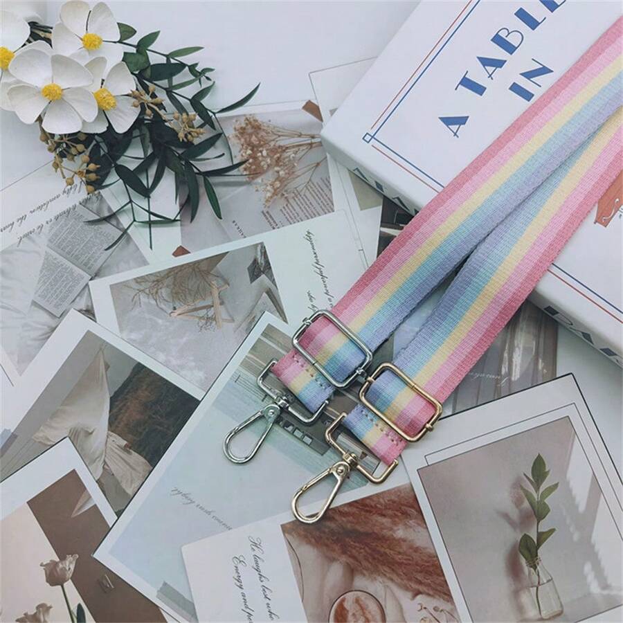 Dây đeo túi màu cầu vồng 3,2 cm mới đến cho túi DIY của phụ nữ, vai thay thế/đeo chéo/dây đeo rộng, thời trang và đơn giản, thắt lưng dài