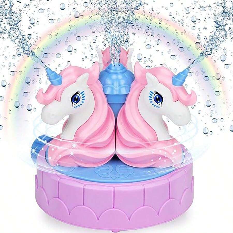 Alfombra De Agua Con Rociador De 172 Cm, Tema Unicornio Y Alfabeto, Para Niños 3+ Y Exteriores