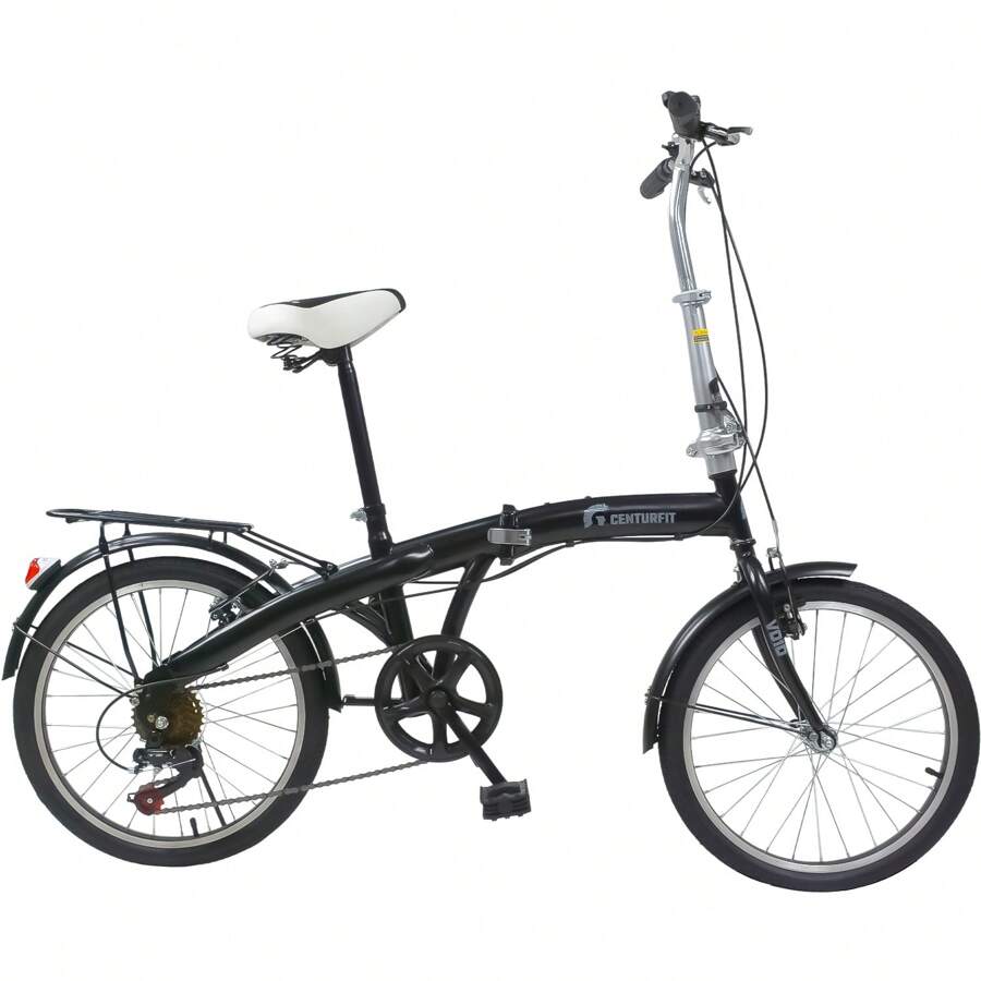 Bicicleta plegable Centurfit Vintage R20 20" 7v con frenos v-brakes color blanco con pie de apoyo - Negro - Ver 1