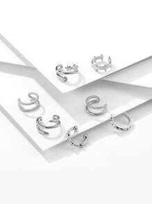 7件套C形合金扭星夹式耳环套装，无需耳洞 - 耳夾套裝 - 查看 3