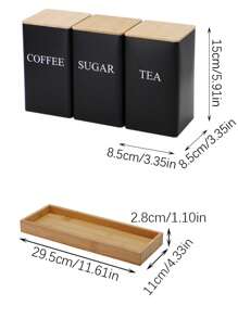 1pc Creative Bamboo Lid Iron Art White Tea Canister For Snack/Coffee/Candy Storage & Display, Simple Design