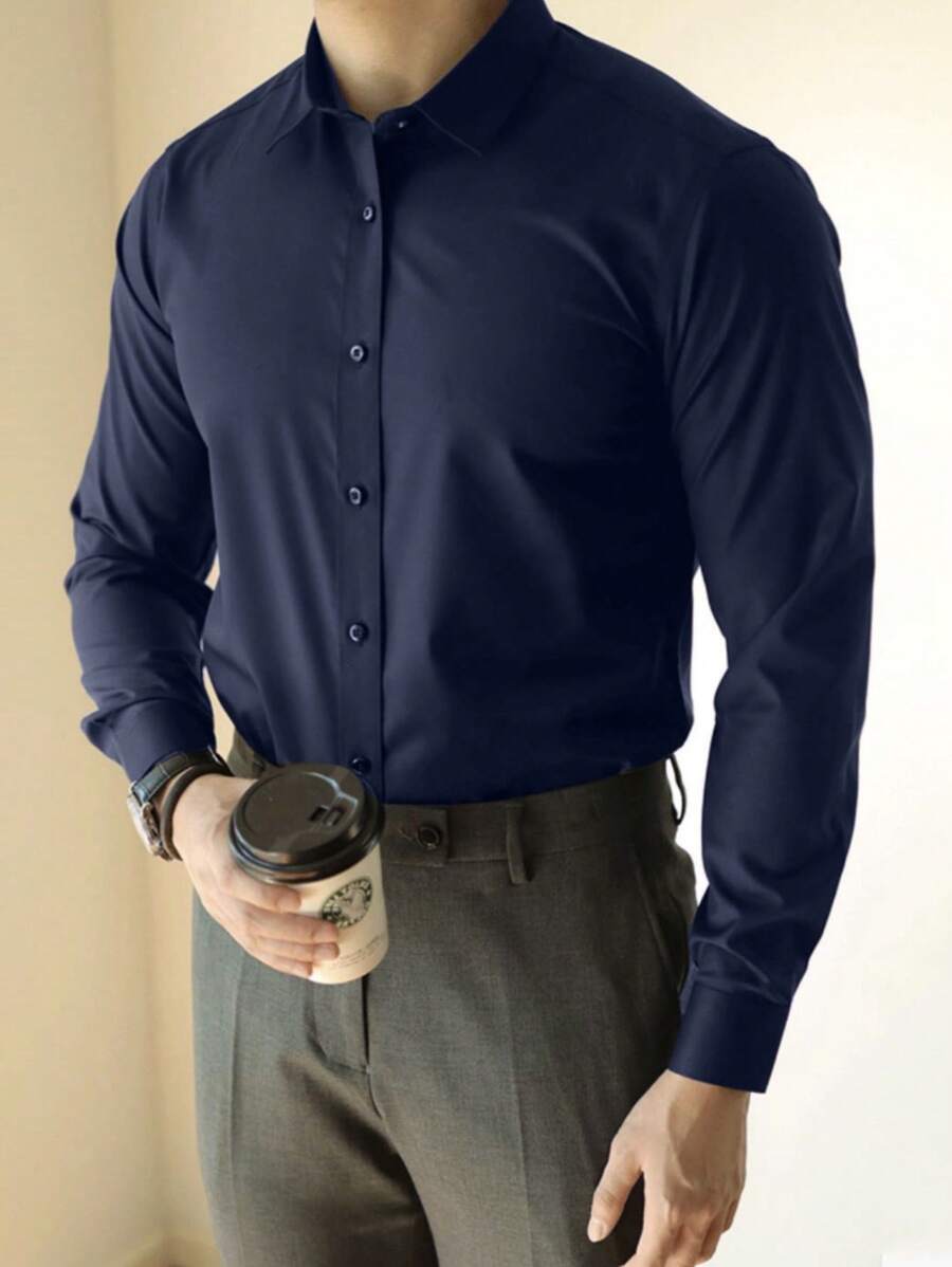 Men Shirts - Màu xanh hải quân - Xem 1