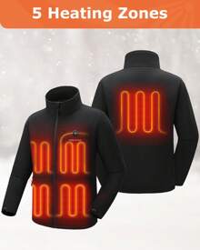 Venustas Softshell Heated Jacket For Men With Battery Pack, Water Repellent Electric Heated Coat - Black - View 3