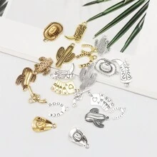 30PCS Western Cowboy Charms Pendants Hat Cactus Cowboy Boot Charms Antique Gold Silver Mixed For Bracelet Earrings Necklace Jewelry Making