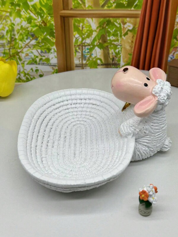 1pc Creative Sheep Shaped Plate Storage Decorative Resin Craft Home Decoration
