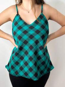 Women Blouses - Green Chess - View 3