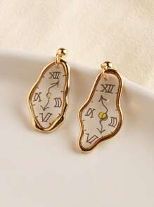 1pair Elegant Clock Design Earrings - Multicolor - View 3