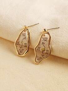 1pair Elegant Clock Design Earrings - Multicolor - View 1