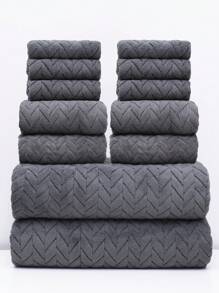 12pcs/Set (6pcs Washcloths + 4pcs Towels + 2pcs Bath Towels) Printed Coral Fleece Home Use Kit, Lightweight, Quick-Drying, Anti-Pilling, Soft To The Touch