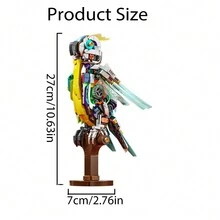 1組688PCS創意機械鸚鵡拼裝積木玩具，桌面裝飾，生日禮物，互動智力玩具（不包含按鈕電池） - 彩色 - 查看 7