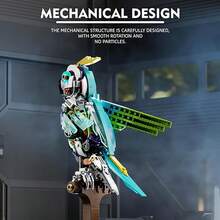 1組688PCS創意機械鸚鵡拼裝積木玩具，桌面裝飾，生日禮物，互動智力玩具（不包含按鈕電池） - 彩色 - 查看 6