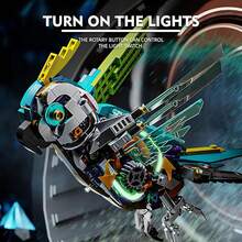 1組688PCS創意機械鸚鵡拼裝積木玩具，桌面裝飾，生日禮物，互動智力玩具（不包含按鈕電池） - 彩色 - 查看 4