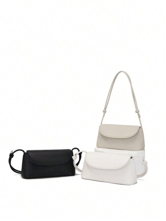 時尚純色石紋休閒單肩包