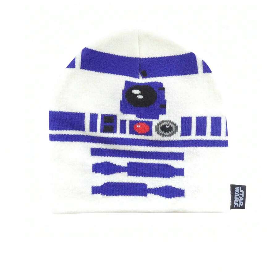 Star Wars Gorro tejido con diseño de cara de R2-D2 de Disney (blanco/azul) - Blanco azul - Ver 1