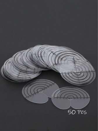 50pcs Hair Extension Isolation Pads, Circular Hair Extension Template Protector With Scale, Single Hole Adhesive Hair Care, Transparent Heat Insulation Pad Tool For Wig Extension
