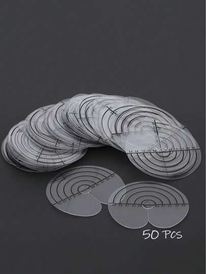 50pcs Hair Extension Isolation Pads, Circular Hair Extension Template Protector With Scale, Single Hole Adhesive Hair Care, Transparent Heat Insulation Pad Tool For Wig Extension
