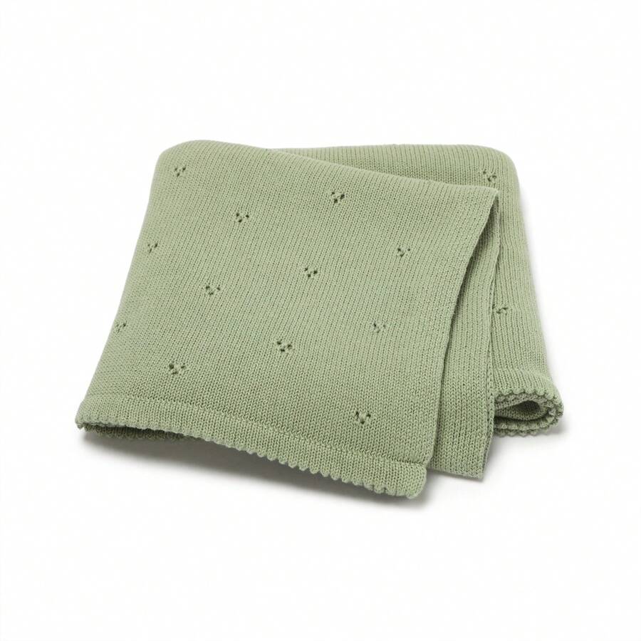 1pc Simple Versatile Baby Knitted Blanket For All Seasons Love Valentine - Green - View 1