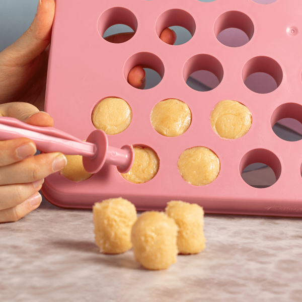 PLACA PORCIONADORA 18G C/EMPURRADOR 2 EM 1 ROSA BEBÊ BLUE STAR