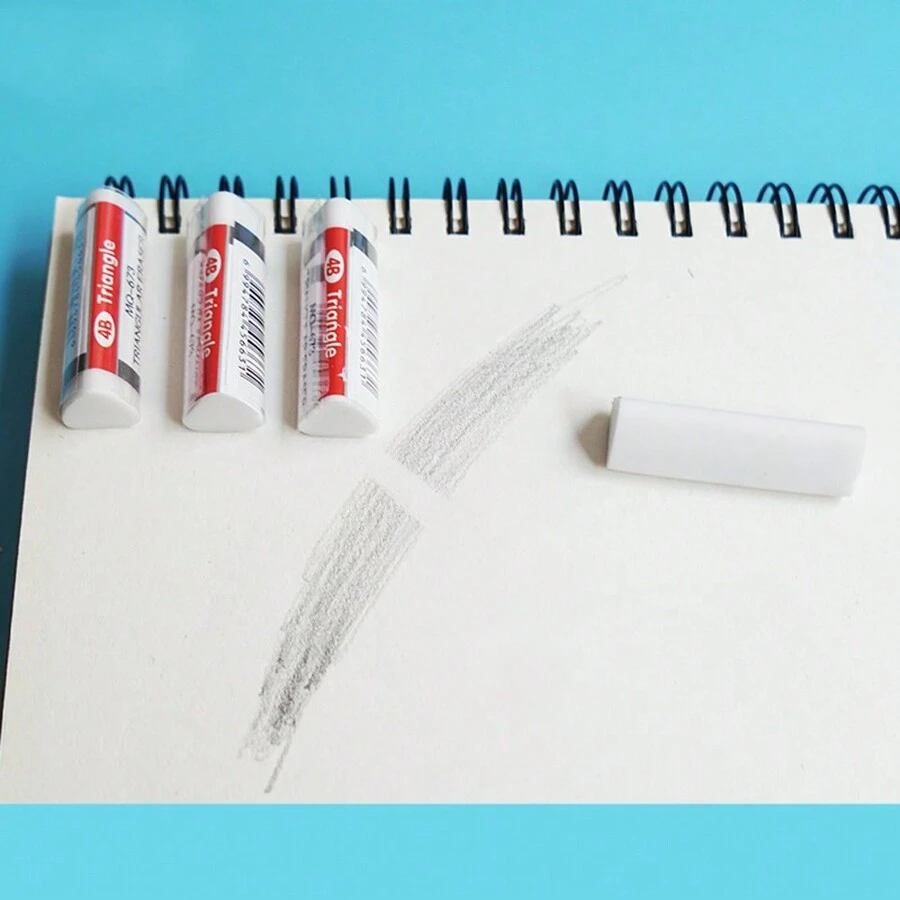 6pcs Triangular 4B Eraser For Students Office Exam Art Drawing Learning Supplies, Low Dust Creative Black & White Dual-Color Eraser - Multicolor - View 1