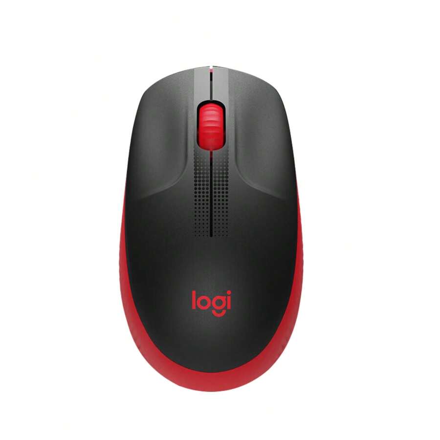 Logitech Ratón inalámbrico M190, diseño ergonómico ambidiestro de tamaño completo, batería de 18 meses con modo de ahorro de energía, control preciso del cursor y desplazamiento, rueda de desplazamiento amplia, agarres para el pulgar - Rojo - Ver 1