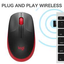Logitech Ratón inalámbrico M190, diseño ergonómico ambidiestro de tamaño completo, batería de 18 meses con modo de ahorro de energía, control preciso del cursor y desplazamiento, rueda de desplazamiento amplia, agarres para el pulgar - Rojo - Ver 5