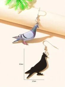 Pigeon Decor Drop Earrings - Multicolor - View 3