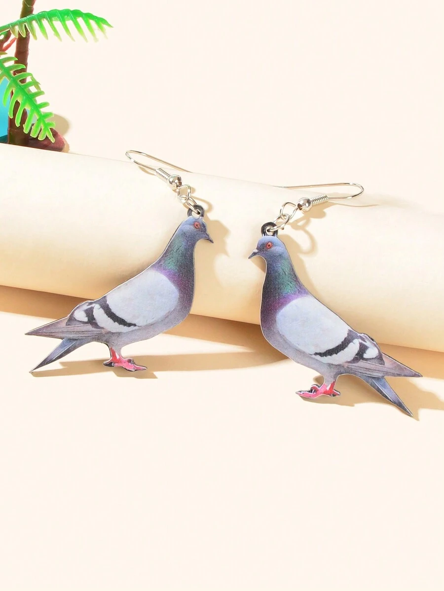 Pigeon Decor Drop Earrings - Multicolor - View 1