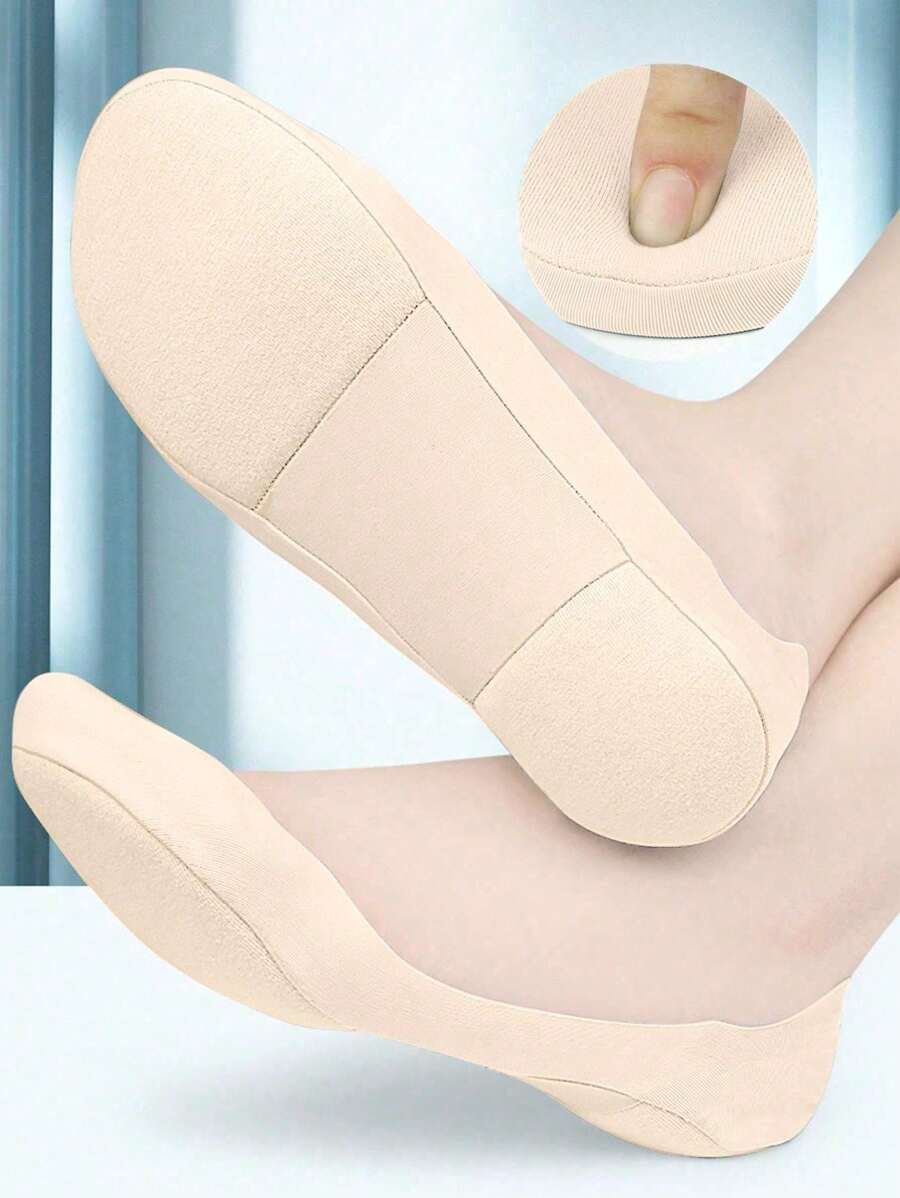 1 Pair Soft Invisible Low Vamp Anti-Slip Comfortable Insoles For Women Men Sneakers Shoes, Casual Shoes, Winter Gift Ideas - Beige - View 1