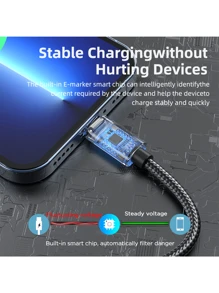 Nylon Braided Lightning Cables For Compatible With Iphone 14/13/12/Pro Max/X/XR/XS/8/7/6s/6/IPad, Male To Male USB Charging Data Sync Cord With Matte Finish, 5-10W Power Output, Round Shape - 3.3ft/6.6ft/10ft Options MFi Certified