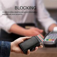 双层大容量男士身份证银行防封锁保护魔术小钱钱包卡夹钱包名片夹信用卡夹男士迷你钱包卡片钱包射频识别钱包 - 彩色 - 查看 10