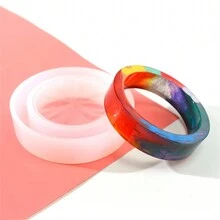 1pc DIY Resin Casting Mould For Flower Bangle Bracelet, Round Shape With Straight Tube, Made Of Silicone - White - View 9